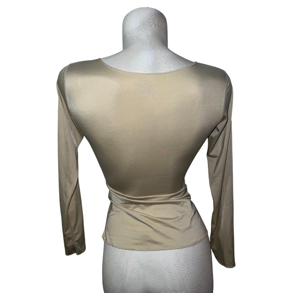 SPANX by Sara Blakely Long Sleeve Scoop Neck Shaper Smoother Panel Top Beige M - Picture 4 of 6